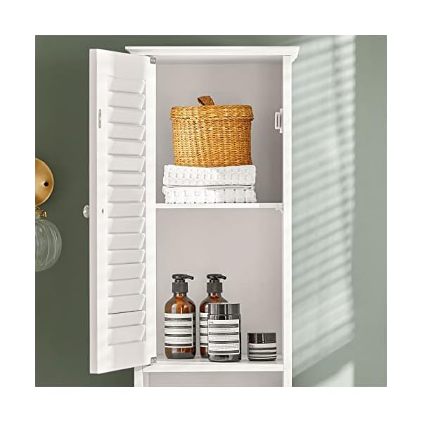 Haotian tall bathroom storage cabinet skinny storing unit with drawers freestanding linen cabinet with adjustable shelves multifunctional corner cabinet white frg236 w  urban country home decor