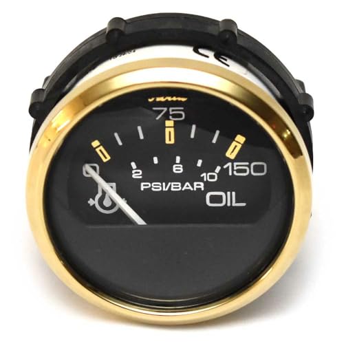 Boat Oil Pressure Gauge GP9023B | 2 Inch Regal Gold