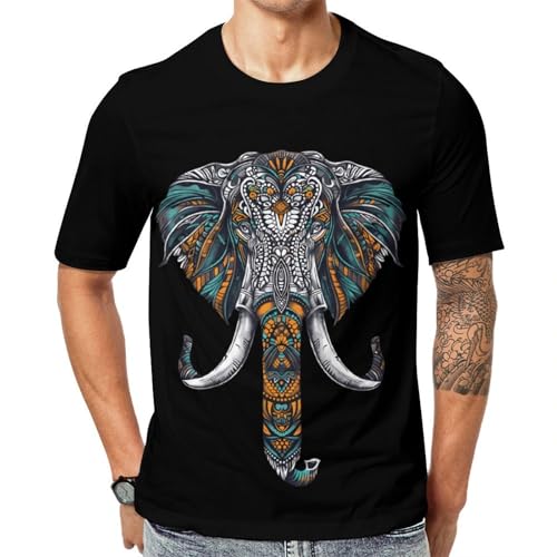 Bohemian Elephant Unisex Adult T-Shirts Summer Short Sleeve Tee Casual Tops Funny Graphic 4XL
