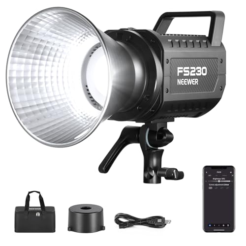 NEEWER FS230 230W COB Video Light 2.4G/APP Control, 110000lux/1m 5600K Daylight Bowens Mount Photography Continuous Output Lighting for Video Recording, Silent Fan, 9 Scenes 4 Dimming Types CRI97+ by NEEWER - Used condition - CA$143.97