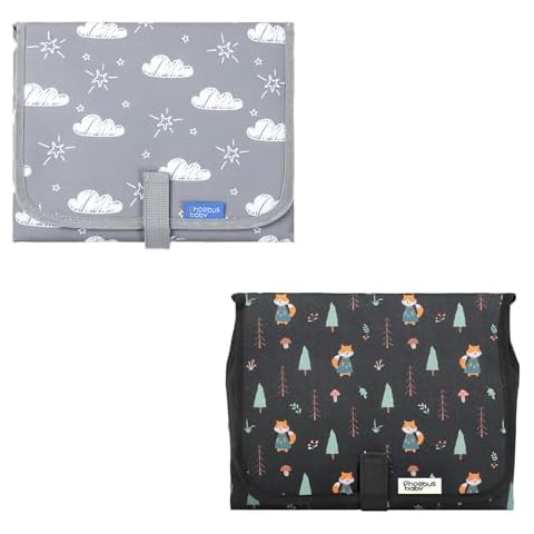 2 Sets Baby Portable Changing Pad Travel - Waterproof Compact Diaper Changing Mat with Built-in Pillow - Lightweight & Foldable Changing Station, Newborn Shower Gifts Cover