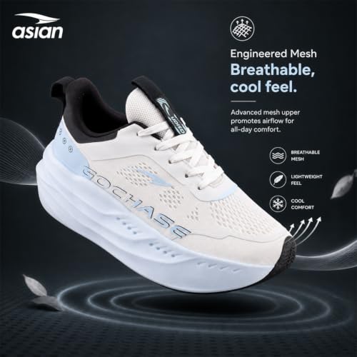 Image of ASIAN Aerofoam-01 Men's Running Shoes with Breathable Mesh Upper | Energy Return Sole, Lace-Up Fit & Lightweight Comfort