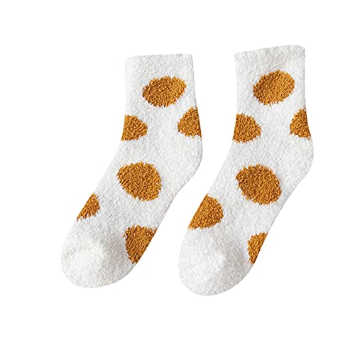 Women Coral Fleece Socks Winter Fuzzy Sleep Socks Cute Home Polka Dot Thick Stockings Floor Socks