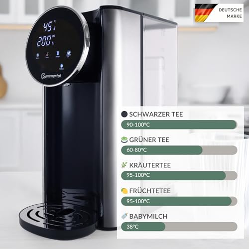 Sommertal HW400 Heißwasserspender 4L XXL – Energiesparender Wasserspender & Heißgetränkespender mit Temperatureinstellung, sofort heißes Wasser in Sekunden, ideal für Tee, Babynahrung & Büro