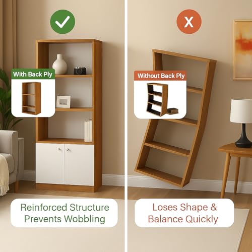 Image of Callas Wooden Bookshelf with Display Unit Cabinet | Engineered Wood Bookcase for Living Room, Bedroom, Office | 1 Year Warranty with Free Installation