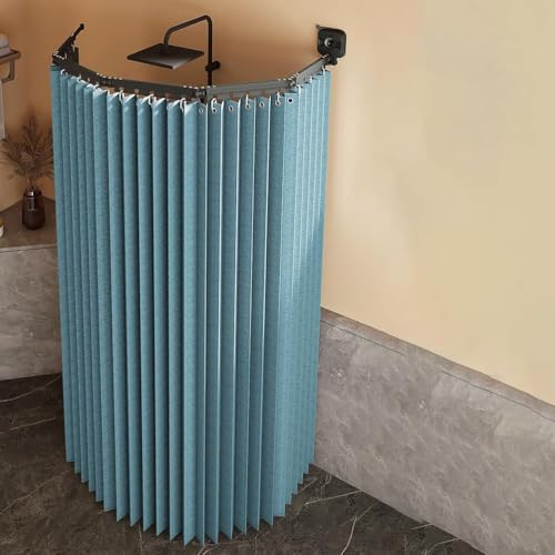 YSZBD Asta per Tenda da Doccia Pieghevole con Ventosa, angolare a Parete，Asta per Tenda da Doccia a Forma di L/U Senza Foratura(E,2Folds)