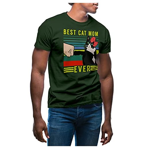 Best Cat Mom Ever Vintage Mäns Militär Grön T-shirt Size 3XL