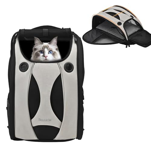 Beuniclo Security Privacy Cat Carrier Backpack Kitten Carry Bag Chihuahua Puppy Weekend Travel Backpack Small Cat Overnight Carrier for Hamster/Cats/Rabbit Comfortable Travel Backpack for Small Pet