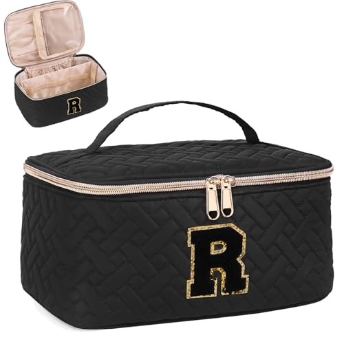 JRQCSJY Gifts Initial Makeup Organizer Bag for Girls, Chenille Letter Personalized...