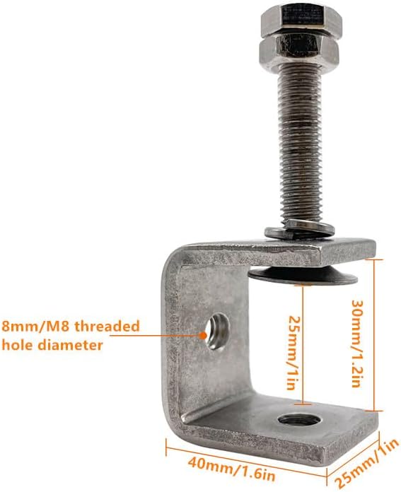 Miniatura 2 de Mini abrazaderas C de acero inoxidable de 0.000-0.984 in para montaje, juego de abrazaderas en U para carpintería resistente, herramientas de