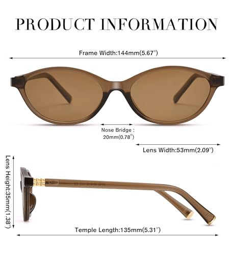 NULOOQ Retro Oval Sunglasses for Women Chic Cat Eye 90s Sunnies Lightweight Narrow Sun Glasses4