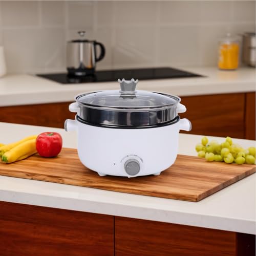 Electric Pot Large Capacity Multifunctional Cooker for Family Gathering Stainless Steel Steam Basket Soup Ramen (US Plug)