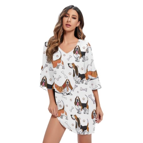 Robe de plage Basset Hound en mousseline imprimée pour femme vêtement de bain léger
