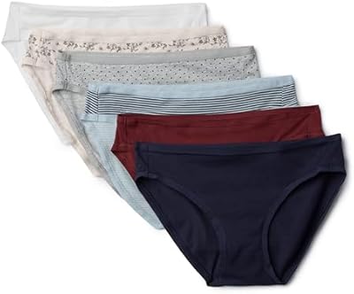 Amazon Essentials Women's Breathable Cotton Bikini Brief Underwear with Full Coverage, Multipacks