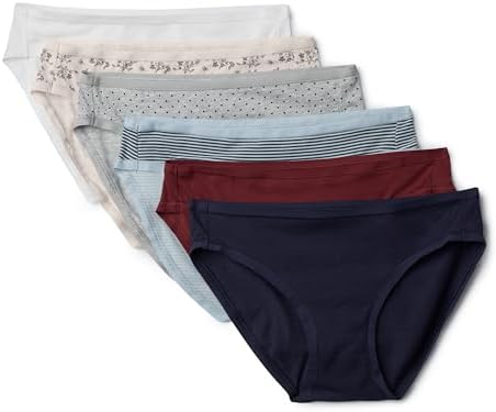 Amazon Essentials Women's Breathable Cotton Bikini Brief Underwear with Full Coverage, Multipacks