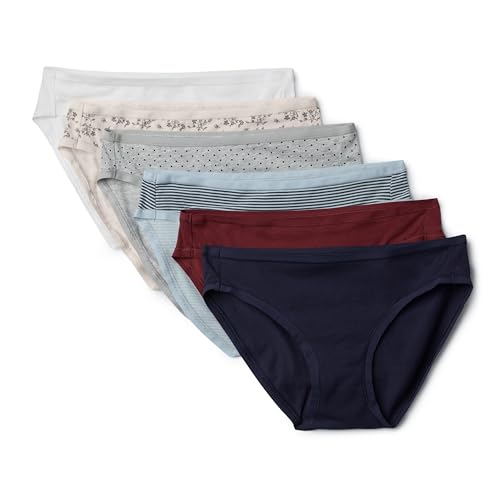 Amazon Essentials Panties Estilo Bikini de algodón para Mujer, Multicolor, Lunares, Floral, Rayas, Talla XL