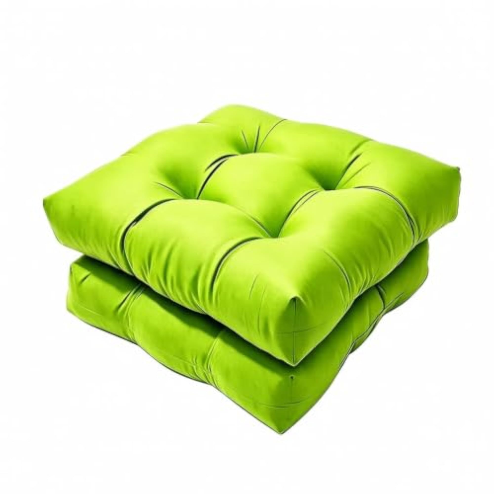 Thick Square Seat Cushions for Dining Chairs, Lime Green