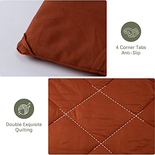 Atsense 6 Pieces Queen Size Bedding Set,Washed Cotton Beige Duvet Cover Set And Microfiber Rust Comforter Set, Super Soft And Comfortable For All Seasons #TOP5