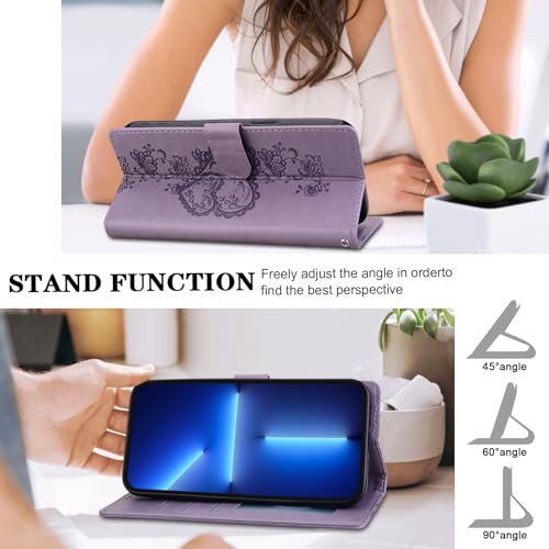 Housse en cuir Honor 400 Lite finition cœur en relief premium violet - 4