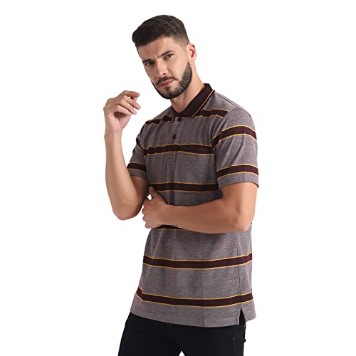 Image of INKKR Striped Men Polo Neck Half Sleeve T-Shirt