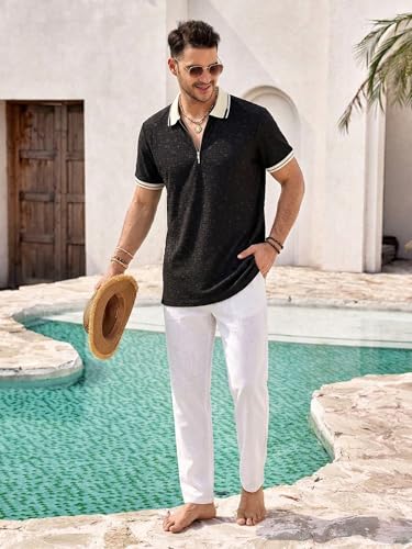 Image of TAGDO Men's Chain Jacquard Polo T Shirt | Half Sleeve | Comfortable Fit Wear | Stylish Casual Look | Breathable Feel |Modern Style | Easy Movement | Everyday Wear (Polo)