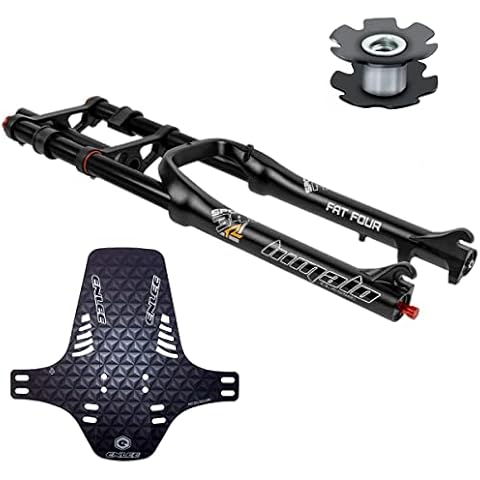 RUJIXU Fat Fork 26”4.0 Straight 1-1/8 DH Mountain Bike Suspension Forks Air Disc Brake Manual Lockout BMX E-Bike QR Damping Adjustment 3080g (Color : Black, Size : 26") Cover