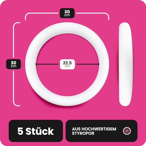Adventskranz Rohling Netuno 5 Stück Styropor Ringe 30 cm
