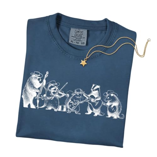 Funny Animal Band Shirt - Forest Animals Playing Instruments Graphic Tee, Vintage Music Lover Gift, Cute Woodland Creature Top