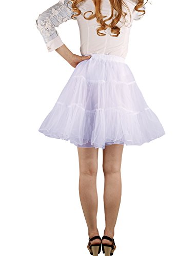 Shimaly Women's Short Length Petticoat Above Knee Underskirt Half Slip Crinoline (S-M, White) #TOP1