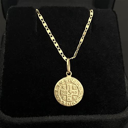 Corrente De Ouro 18K Piastrine 1,3mm Masculina 60cm Com São bento Dupla Face Cor:Ouro