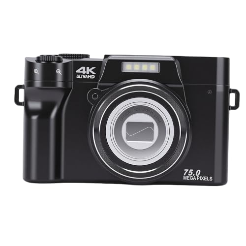 Tangxi Fotocamera Digitale 4K, Zoom Ottico 12X WIFI 75MP con Messa a Fuoco Automatica, Fotocamera Portatile Compatta per Vlogging con Filtri Versatili Flash Integrato per i Viaggi
