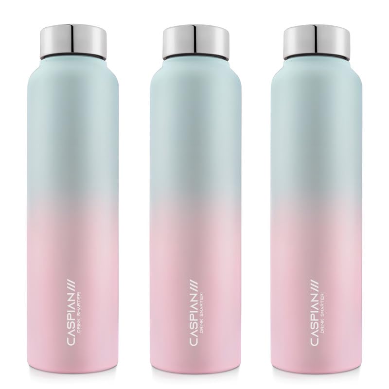 CASPIAN /// Astra Stainless Steel Water Bottle (Cotton Candy, 1 Litre, Set of 3)| Leak Proof Thunder for Fridge Home Office Travel School Kids Boys Girls Adults Sports Gym Yoga (B0CWVH4F19) Amazon Price History, Amazon Price Tracker