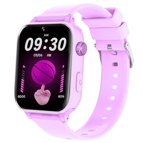 Image of 4G Kids Smart Watch for Boys Girls, Kid Watch Phone Ages 4-12 with Call, GPS, SOS, Video Call, Games, Camera, Alarm, Touchscreen Smartwatch for Children Birthday Gift (Includes SIM Card) (Violet)