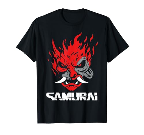 Image of Japanese Samurai OniCyborg Demon Mask Cyberpunk Streetwear T-Shirt