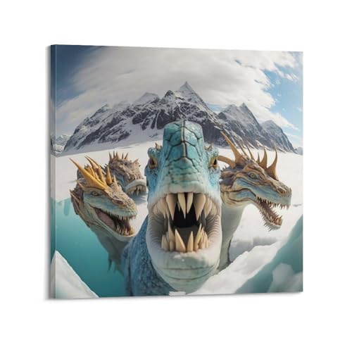 Tyrannosaure Rex Selfie impression toile moderne 40x40