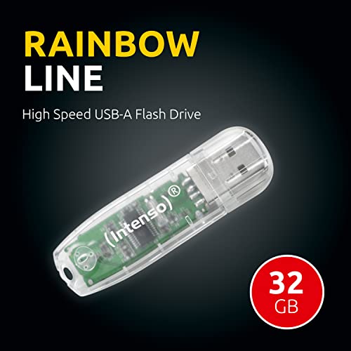 Intenso 3502480 32GB Rainbow USB 2.0 Flash Drive - Transparent