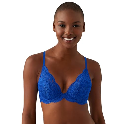 Image of b.tempt'd Women's Ciao Bella Lightly Padded Lace Plunge Contour Bra, 953344, Opaque, Surf Blue, 34D