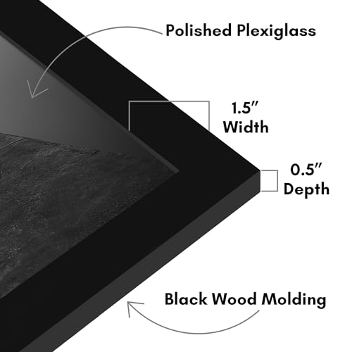 Americanflat 20x26 Picture Frame with Polished Plexiglass - Black Picture Frame - Wide Photo Frames Made of Engineered Wood for Vertical or Horizontal Wall Display - Epic Collection - Black