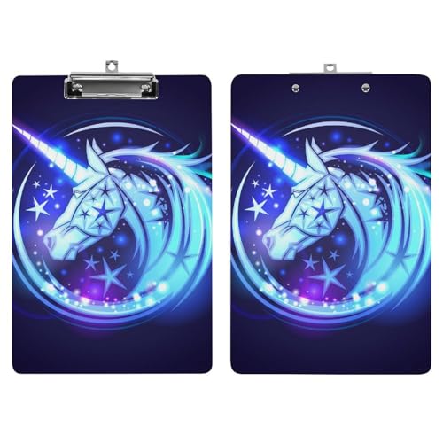 Porte bloc A4 licorne bleue avec pince à profil bas pour documents - 7