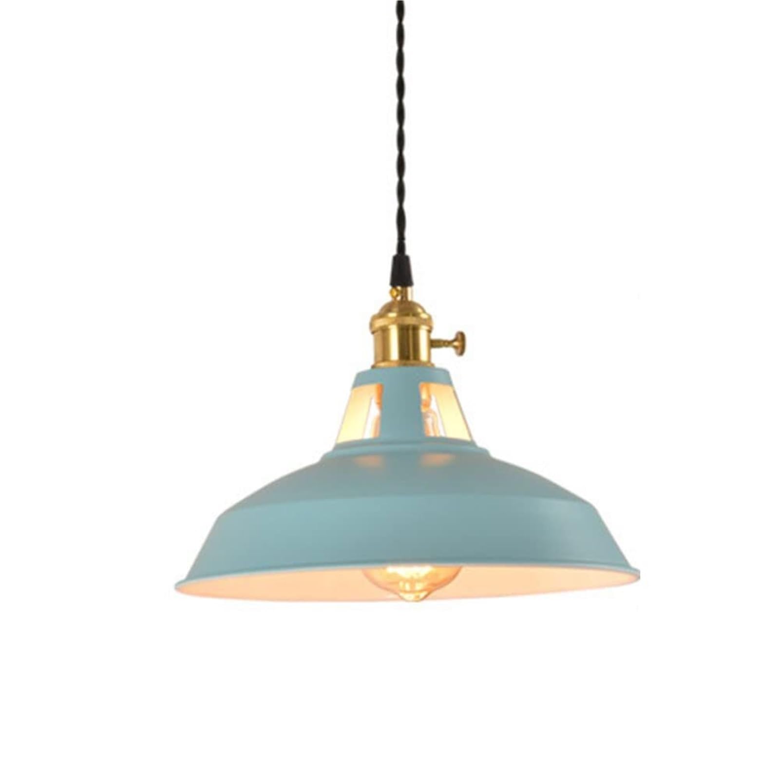 KXEcoLife Metal Modern Minimalist Color Pendant Lamp Chandelier Hanging Lighting Ceiling Fixture E27 Creative Adjustable for Restaurant Bar Bedroom Bedside(Blue)