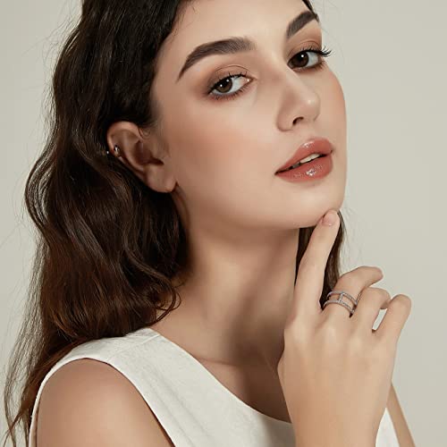 SHINYSO Wedding Bands for Women Half Cubic Zirconia Eternity Engagement Rings Gold/Silver/Rose Gold Size 4-104