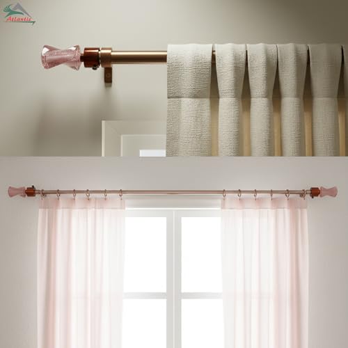 Image of Atlantic Curtain Rod Finials Set of 2, Decorative Textured Resin Finials with Rose Gold Finish for Standard Drapery Rods