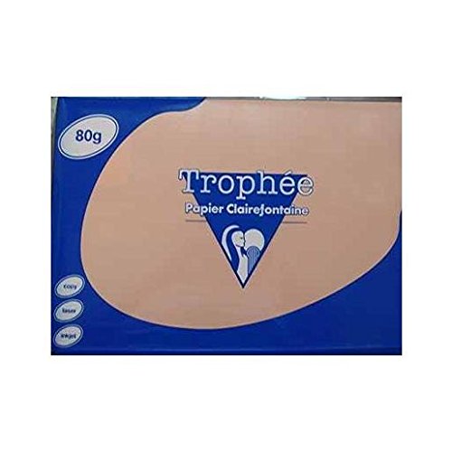 Clairefontaine 1970C - Ries mit 500 Blatt Druckerpapier / Kopierpapier Trophée, DIN A4 (21x29,7 cm), 80g, Pfirsich Pastellfarbe, 1 Ries
