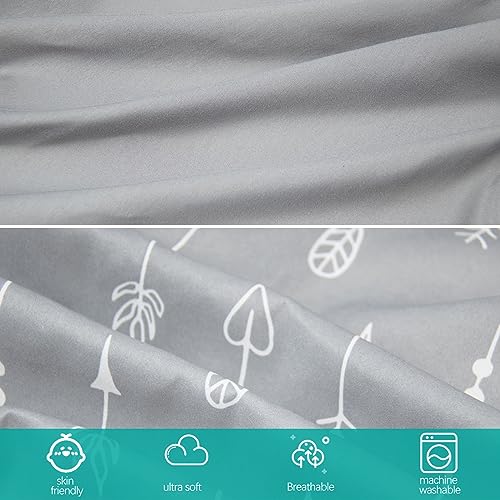 4-Pack Fitted Mini Crib Sheets for Boys and Girls - Breathable, Soft Microfiber Baby Sheets in Grey and Pink