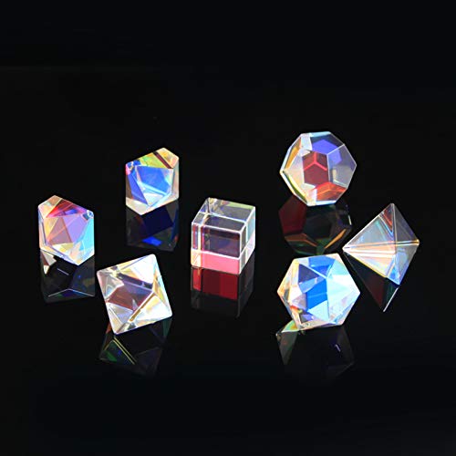 Optical Glass Prism, polyhedral dice, Photo Ornaments Seven Rainbow Color Crystal Valentine's Day Girlfriend Gift Seven-Piece Suit