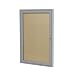 Ghent 36"x24"  1-Door Outdoor Enclosed Vinyl Bulletin Board, Shatter Resistant, with Lock, Satin Aluminum Frame - Caramel (PA13624VX-31 Z11640), Made in the USA