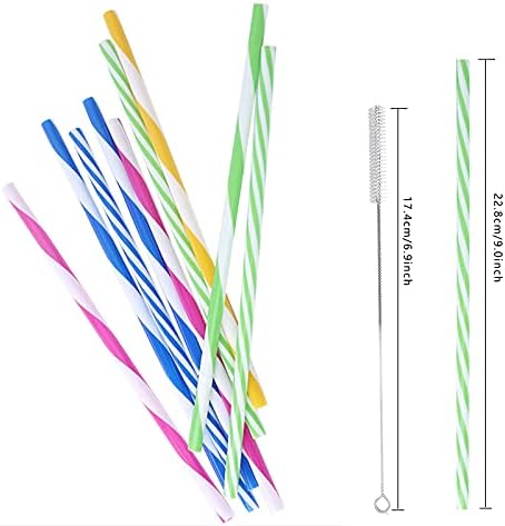 24 PCS Mason Jar Straws Thick Plastic Drinking Straws Reusable Bpa Free Long Drinking Straws for Yeti Tumbler with 1 PCS Cleaning Brush