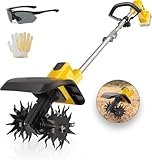 Cordless Tiller Cultivator Compatible with Dewalt 20V Battery(Tool Only), Electric Garden Tiller w/360 RPM, 9In Tilling Width and 6.6In Depth Garden Rototiller for Lawn/Soil Cultivation