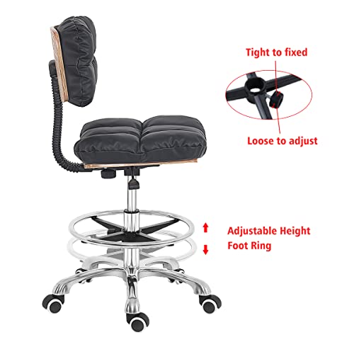 Antlu Drafting Chair Tall Office Chair For Standing Desk,Rolling Shop Guitar Work Drafting Stool,Counter Height Office Studio Chairs (Black) #TOP6
