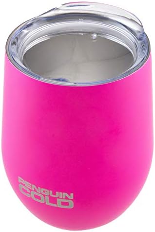 Penguin Cold Insulated Wine Glass | 12oz Stainless Steel Wine Glass Tumbler with Sipper Lid | BPA-Free, Double-Wall Vacuum Insulated, 18/8 Stainless Steel (Gunmetal)